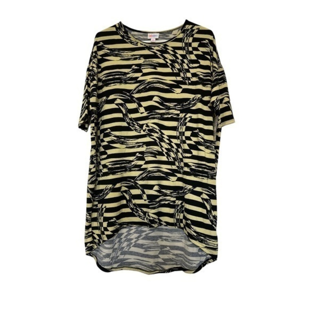 Women's Lularoe Black Yellow Stripe Irma Pullover Blouse Size Small NWT #5560
